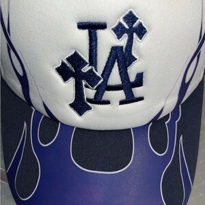 White and Blue LA Crosses Cap